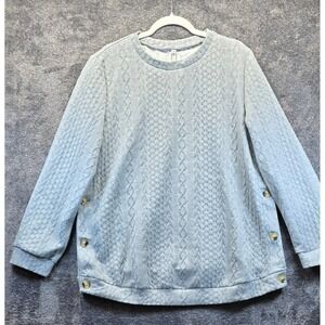 Fashion‎ Quilted Cable Knit Sweater Womens 2XL Charcoal Gray NWT Side Button